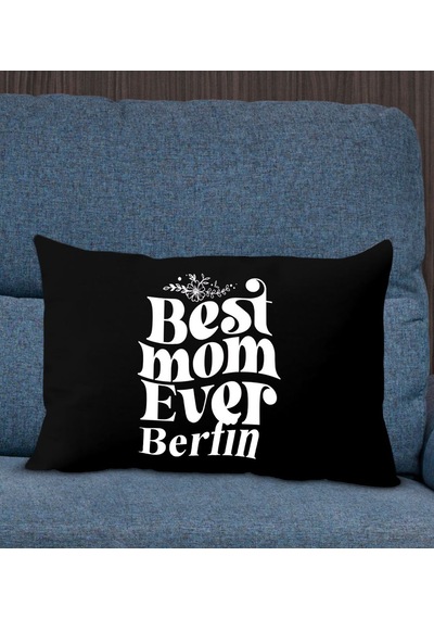 Bk Gift Kişiye Özel İsimli Anneler Günü Tasarımlı Premium Kumaş Siyah Dikdörtgen Kırlent Yastık, Anneler Günü Hediyesi, Ev Dekorasyonu-1