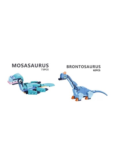 2'li Dinozor Lego Uyumlu Blok Seti - Mosasaurus & Brontosaurus Eğitici Yapboz Oyuncak 135 Parça