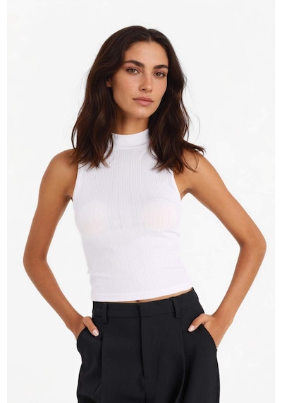 Defacto Slim Fit Dar Kesim Yarım Balıkçı Yaka Fitilli Kaşkorse Byeaz Atlet C7703ax25spwt34 Beyaz