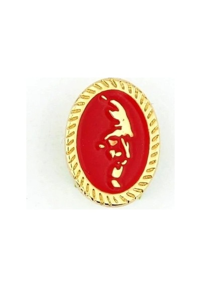 Kırmızı Atatürk Silüeti Altın Metal Rozet 10 Kasım 29 Ekim Öğret