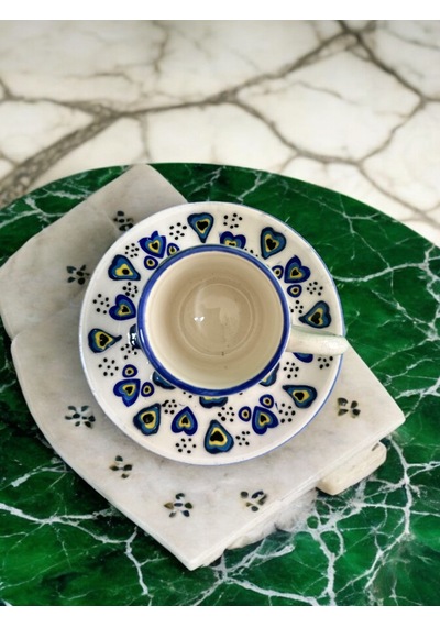 El Yapımı Çini Fincan Takımı Ahşap