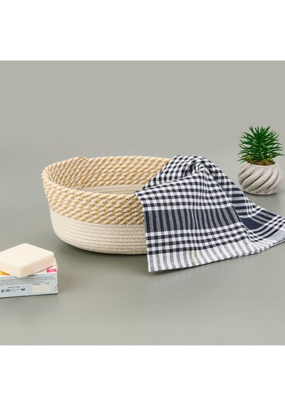 Living Boho Style Sepet - Beyaz / Bej - 25x20x10 Cm Çok Renkli