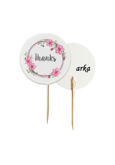 20 Adet Thanks Baskılı Pasta Kürdanı 6,5 Cm - Toothpick