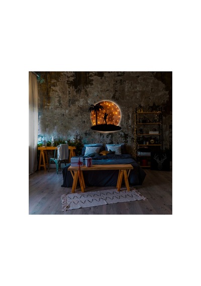 Kişiselleştirilebilir Led Işıklı Epoksi Katmanlı Tablo Tegan Sevgili Dolunay Sarı - 738248971 Sarı