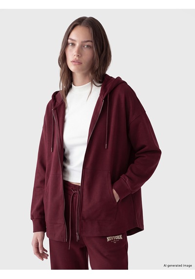 Lcw Modest Mürdüm Soft Touch Kadın Fermuarlı Sweatshirt