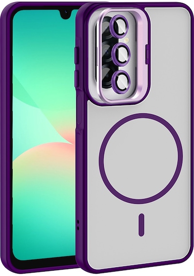 Galaxy Uyumlu A17 Kılıf Standlı Ve Kamera Lens li Mkst Etro Kapak - Derin Mor Derin Mor