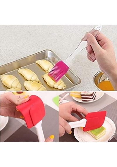 2& 39 Li Silikon Pasta - Börek - Poğaça Yağ Fırçası Ve Spatula Seti