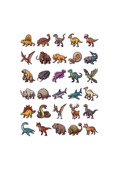 30 Adet Anime Dinozor Canavar Sticker Seti - Laptop, Kılıf Ve Defter İçin Çok Renkli