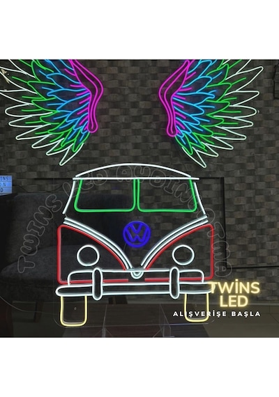 Minibüs Figürlü Neon Tabela Çok Renkli
