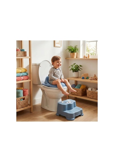 2 Adet Çocuk Klozet Adaptörü Mavi Kulplu Ergonomik Oturak, Taşınabilir Tuvalet Eğitimi Seat Potty Trainer