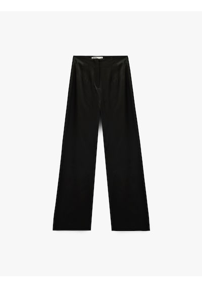 Koton Slim Fit Yüksek Bel Geniş Paça Saten Pantolon Siyah 6sak40311uw Siyah