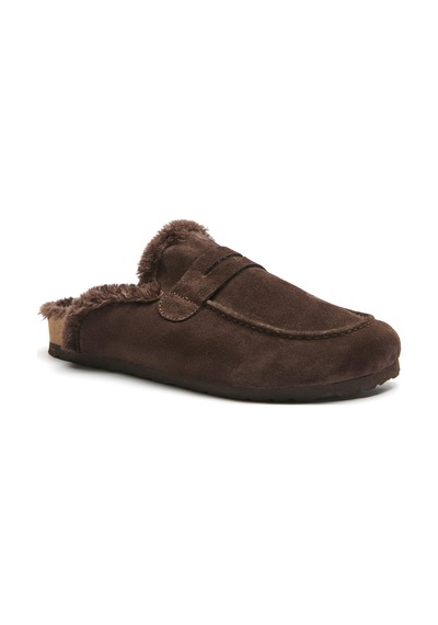 Comfortfusse Snug-pl - Erkek Ortopedik Deri Sabo Terlik Kahverengi Süet Deri