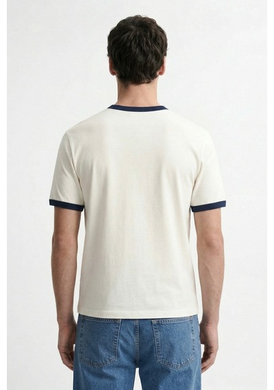 Antioch Kontrast Yaka Erkek T-shirt Beyaz