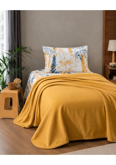 Kapreo Home Kristal Lusso Tek Kişilik 3 Parça Pike Takımı 160 X 230 Hardal