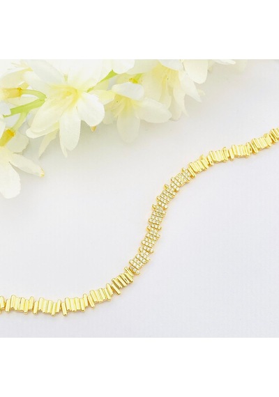 Kadın Bileklik Ritim Bileklik Zirkon Taşlı Paslanmaz Xuping Vip Seri 14 Ayar Gold 19cm Altın