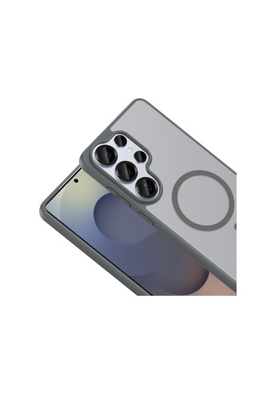 Vendas Samsung Galaxy S26 Ultra Kılıf M-safe Şarj Özellikli Zore Babet Kapak + Bilvis Cam Ekran Koruyucu Gri