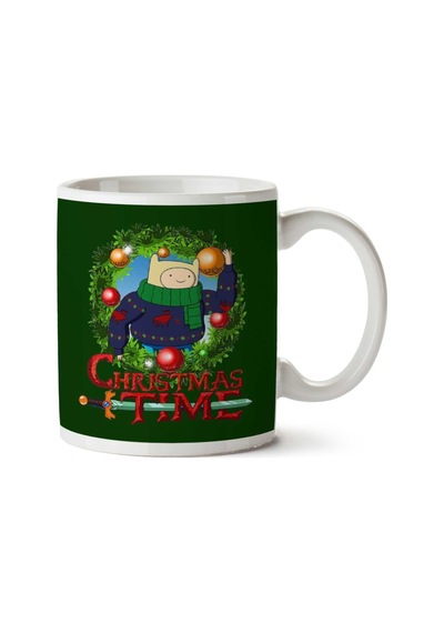 Adventure Christmas Time Wreath Finn Cartoon Network İki Tarafı Baskılı Kupa Bardak