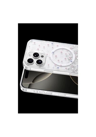 Onegif Apple İphone Uyumlu 16 Pro Max Misk Simli Magsafe Kapak - Desen 1 Çok Renkli