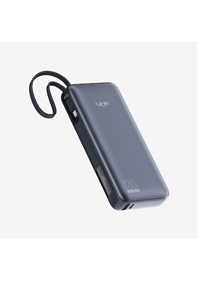 P131 Premium 130w Dijital Ekranlı Dahili Type-c Kablolu 20000 Mah Füme