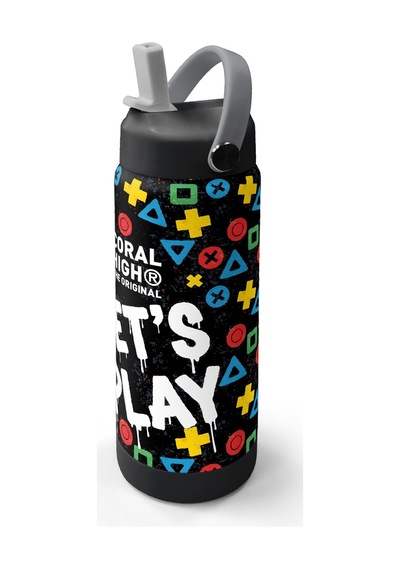 Coral High Siyah Lets Play Desenli Katlanır Ağızlıklı Çelik Termos 650 Ml 38314 Siyah