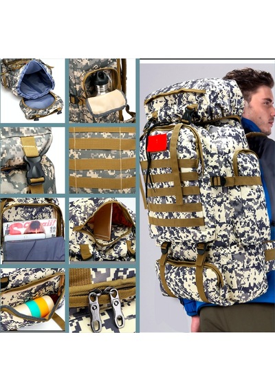 Omeniv Kamuflaj Sırt Çantası 80litre Av Kamp Outdoor Çok Renkli