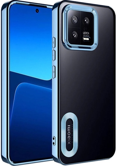 Xiaomi Mi 13 Kılıf Kamera Korumalı Logo Gösteren Zore Omega Kapak Mavi