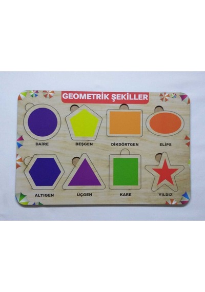 Ahşap Geometrik Şekiller Puzzle Eğitici Oyuncak