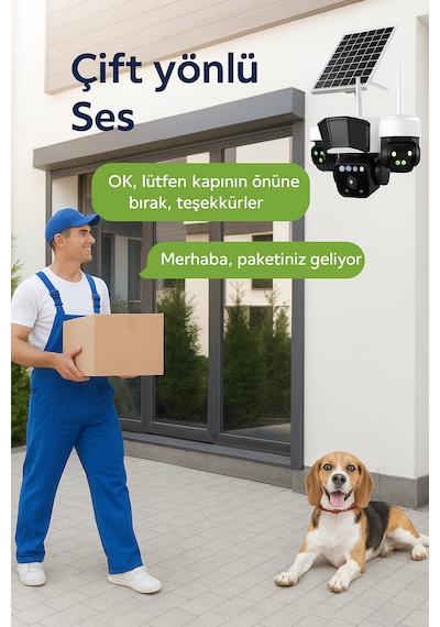 Sim Kartlı 3 Kameralı Gece Görüşlü Solar Güvenlik Kamerası