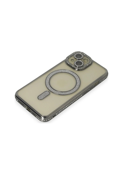 Apple iPhone Uyumlu  15 Kılıf Joke Simli Magneticsafe Kılıf Gri