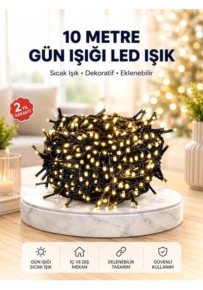 Hubrendy Tekno Uzun Ömürlü Led Teknolojili 10 Metre Şık Işıklı Süsleme Seti