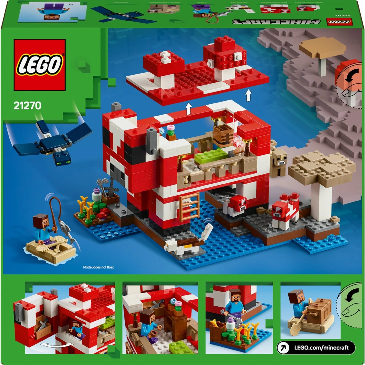 Lego 21270 Minecraft Mooshroom Evi 21270 - 8 Yaş & Üzeri Video Oyunu Seven Çocuklar İçin Yaratıcı Oyuncak Yapım Seti 500 Parça