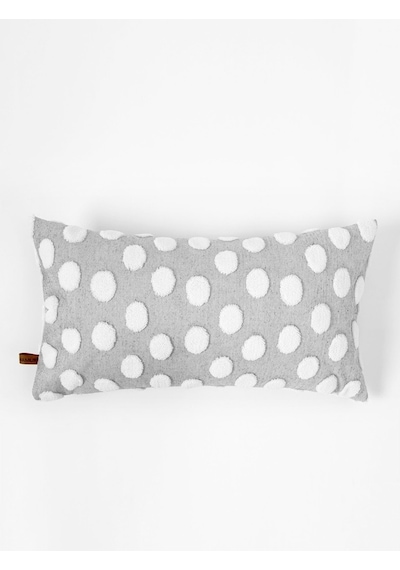 Bohem Özel Tasarım Punch Panç Desen Dekoratif Dikdörtgen Kırlent Kılıfı 28x50 cm Point Gri
