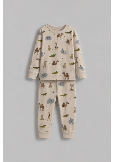 Zuzunga Erkek Çocuk %100 Pamuk Süprem Kumaş Uzun Kollu Mevsimlik Pijama Takımı Ekru Zuzunga Erkek Çocuk %100 Pamuk Süprem Kumaş Uzun Kollu Mevsimlik Pijama Takımı Ekru