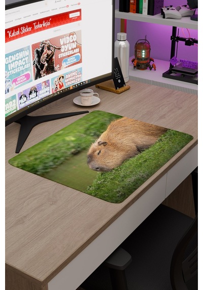 Capybara Kaymaz Dikişli Kauçuk Oyuncu Mousepad V1 - 48x40 Xl Gaming Mouse Pad Fare Altlığı