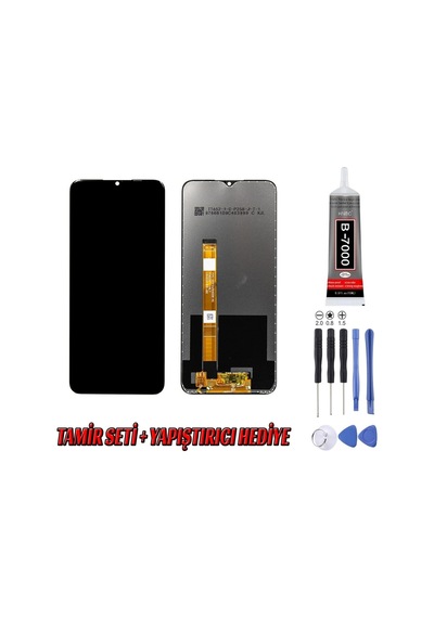 Realme C3 Lcd Ekran Çıtasız Siyah Montaj Kiti