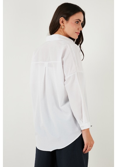 Lela Pamuk Karışımlı Regular Fit Bayan Gömlek 6772418 Beyaz
