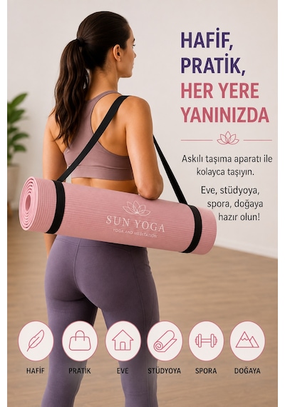 6 Mm Tpe Yoga Matı Kaymaz Çift Renkli Pilates Fitness Minderi Pembe