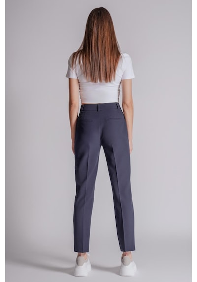 Braccas Kadın Yandan Cepli Fermuar Ve Agraf Kapamalı Slim Fit Pantolon Lacivert Lacivert