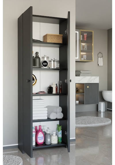Alpaevmobilya Çok Amaçlı 2 Kapaklı 5 Raflı 150 Cm Banyo Dolabı Organizer Düzenleyici Ve Çamaşır Odası Dolabı Antrasit Alpaevmobilya Çok Amaçlı 2 Kapaklı 5 Raflı 150 Cm Banyo Dolabı Organizer Düzenleyici Ve Çamaşır Odası Dolabı Antrasit
