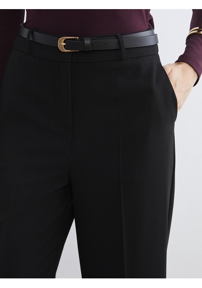 Lcwaıkıkı Classic Siyah Beli Kemerli Geniş Paça Kadın Pantolon