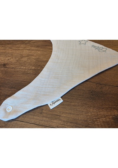 Venedy S 2 Li İsme Özel Müslin Bebek Mama Önlüğü Seti Nakışlı Bandana 0-2 Yaş Krem