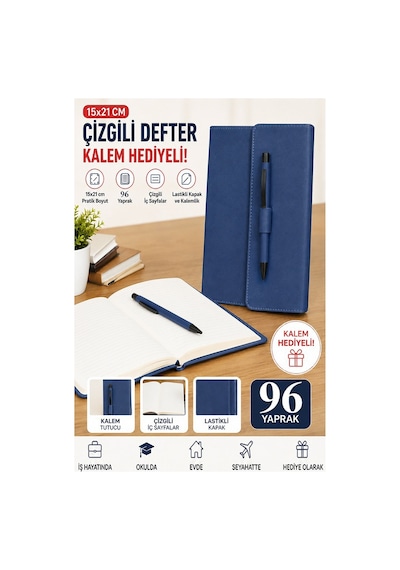 Kaliteli Kapaklı Lastikli Not Defteri A5 15x20cm 1 Adet Lizz Sf3kl Sert Kapak Ciltli 96 Yaprak Çizgili Tükenmez Kalem Mavi Kaliteli Kapaklı Lastikli Not Defteri A5 15x20cm 1 Adet Lizz Sf3kl Sert Kapak Ciltli 96 Yaprak Çizgili Tükenmez Kalem Mavi