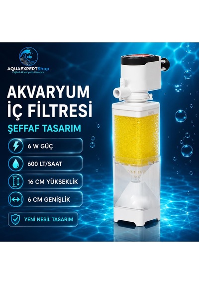 Sobo İç Filtre - Temizlik Filtresi - Yeni Nesil - Şeffaf Tasarım - 6w - 600 Lt/saat - Aq6100f