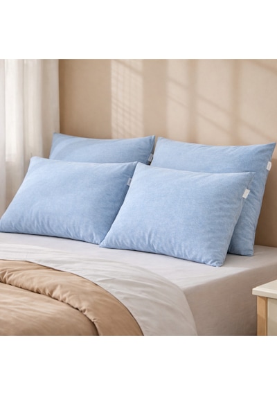 4'lü Pamuklu 50x70 Yastık Kılıfı Mavi