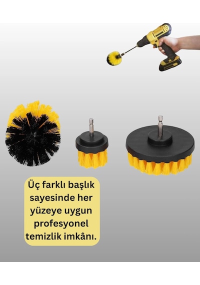 Matkap Ucu Fırça Seti Halı Fayans Zemin Temizliği Çok Renkli