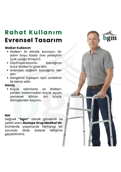 Yürüteç Walker Hasta Yürüteci Yüksek Kalite Katlanır Walker 8 Kademeli Ayarlanabilir Yürüteç