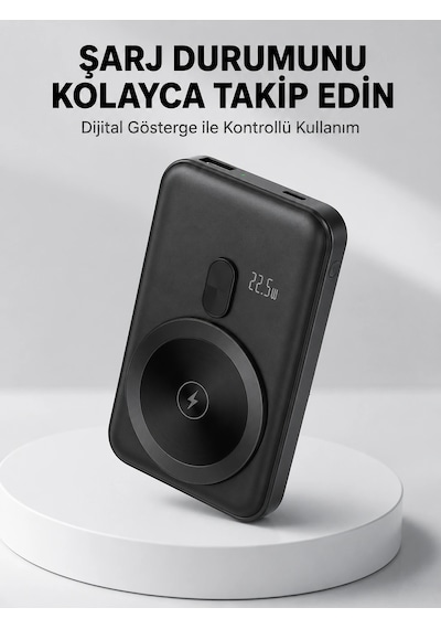 Lcd Ekranlı Kablosuz Powerbank Type C Ve Usb Çıkışlı Yeni Nesil Siyah