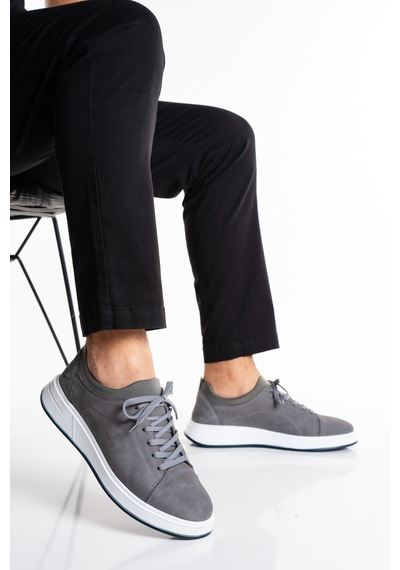 Fame Step Hakiki Deri Erkek Sneaker Ayakkabı Günlük Rahat Ortopedik Spor Como Gri