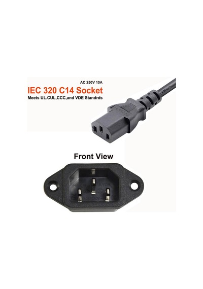 Devredünyası Ic-212 C14 Power Soket Erkek Kulaklı 220V Lehim Tip - 5 Adet