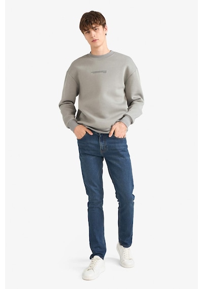 Defacto Boxy Fit Bisiklet Yaka Baskılı Sweatshirt X8282az25augr169 Gri